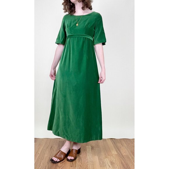 Vintage 1960s Velvet Midi Maxi Dress A-Line Hand Made Holiday Christmas 60s 70s - Picture 1 of 6